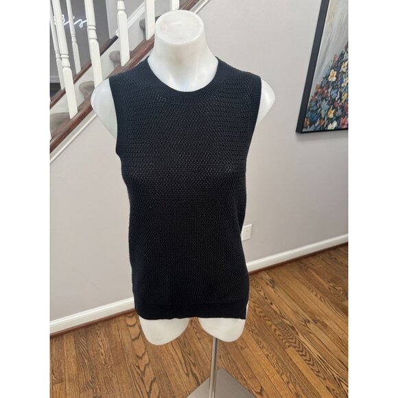 Theory Andreet Sea Cotton Cashmere Sweater Vest Tank Knit Black Size P XS - Picture 1 of 3